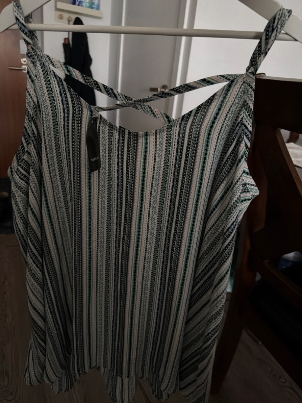 torrid Striped Crisscross Tank Top - Black, Teal & Peach